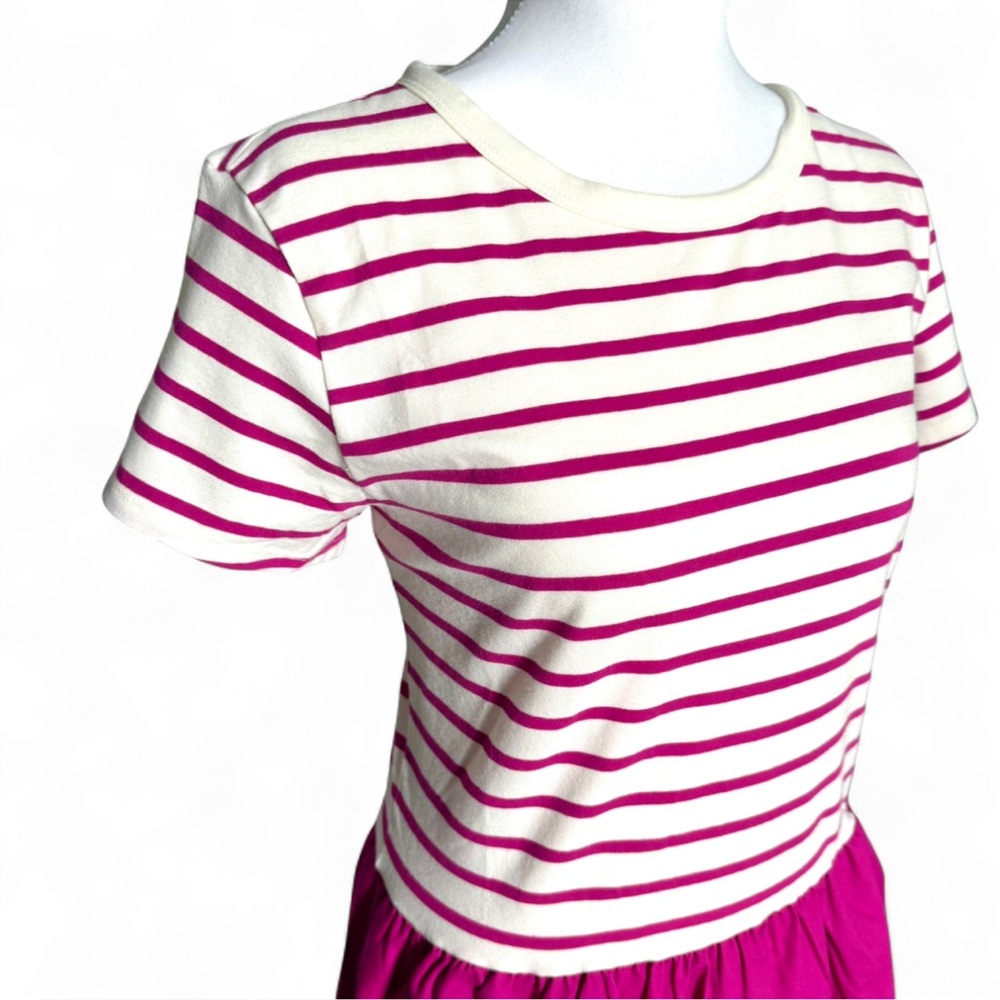 J.Crew Preppy Pink Stripe Knit Mixy Midi Dress Pockets NWT Size Medium Spring - Picture 7 of 9